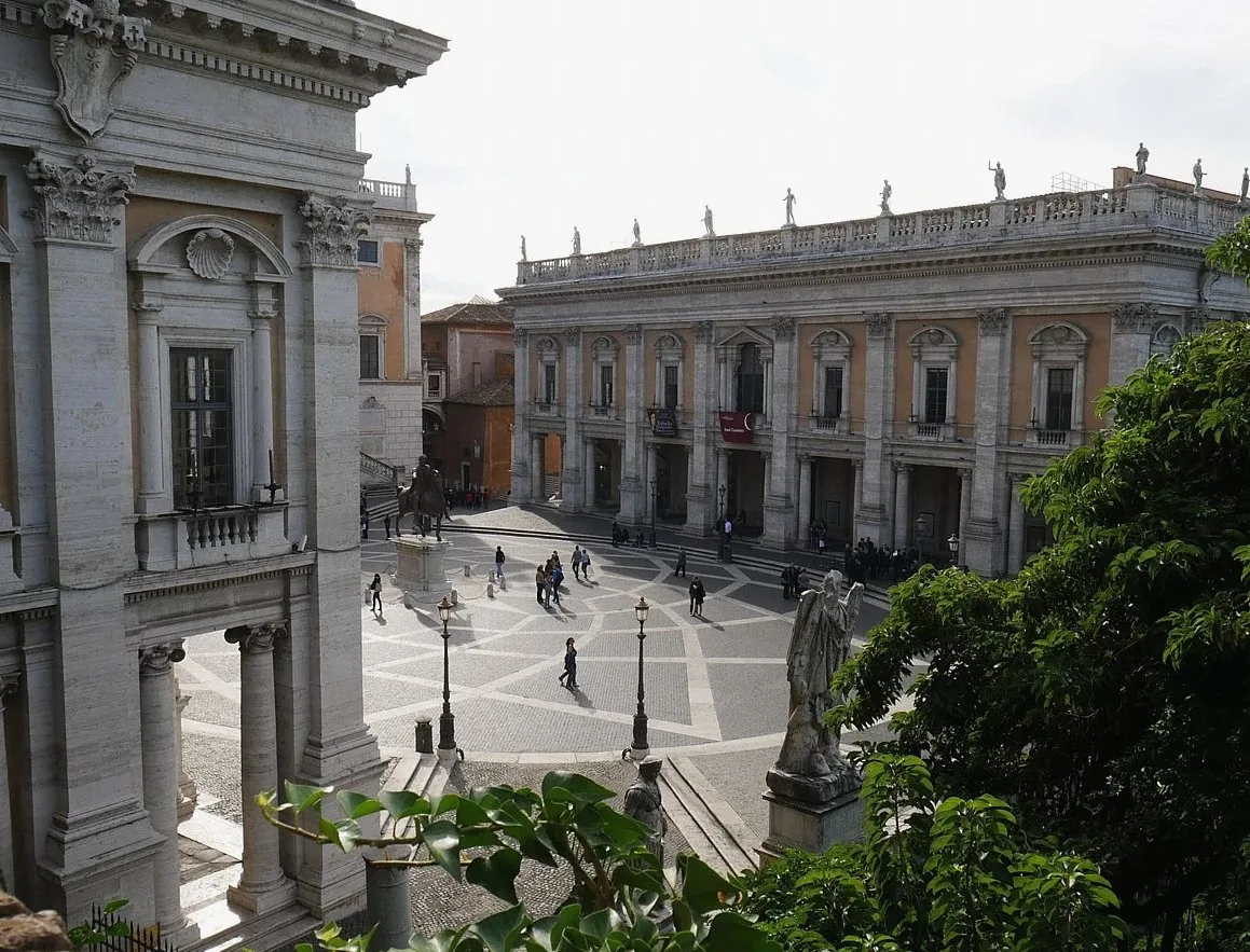 capitoline hill, square, rome, classic, mosaic, leave, view, museum, see through, touristy, national museum, michelangel